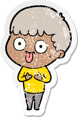 Bir insan tarafından çizilmiş karikatür adamın sıkıntılı çıkartması.