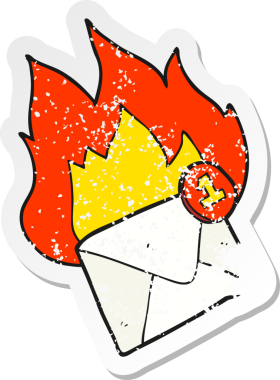 Bir insan tarafından çizilmiş karikatür e-postasının gerilimli yapıştırması