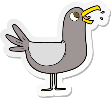 Bir insan tarafından çizilmiş karikatür kuşunun sıkıntılı çıkartması