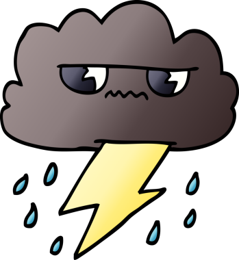 Bir insan tarafından çizilmiş karalama gökgürültüsü hava bulutu