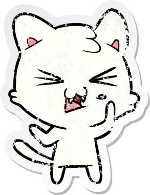 Bir insan tarafından çizilmiş karikatür bir kedinin sıkıntılı çıkartması.