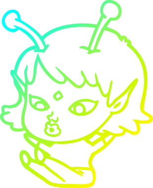 Bir insan tarafından çizilmiş güzel bir uzaylı kız çizimi.