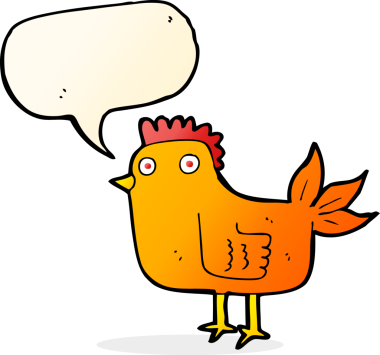 Bir insan tarafından çizilmiş konuşma baloncuğu olan çizgi film tavuğu