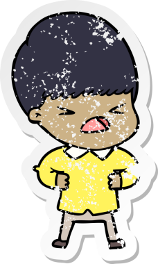 Bir insan tarafından çizilmiş stresli bir çizgi film çıkartması.