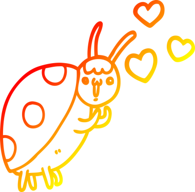 Bir insan tarafından çizilmiş sevimli bir uğur böceğinin sıcak çizgi çizimi