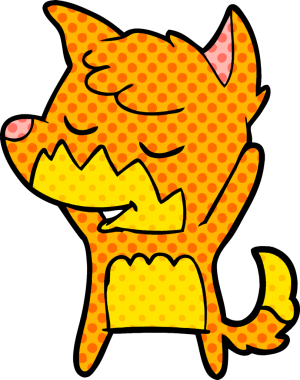 Bir insan tarafından çizilmiş dost canlısı çizgi film tilkisi