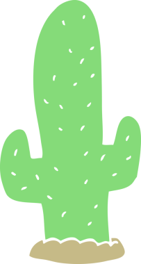 Bir insan tarafından çizilmiş düz renk çizgi film kaktüsü.