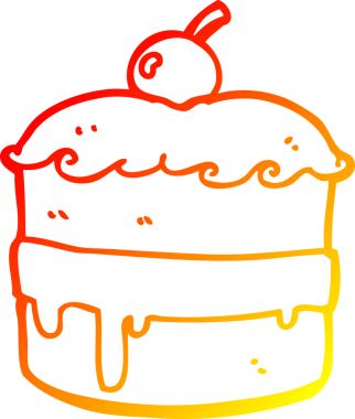 Bir insanın çizdiği çizgi film pastasının sıcak gradyan çizgisi.