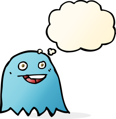 Bir insan tarafından çizilmiş düşünce balonlu çizgi film hayaleti.