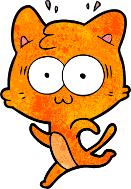 Çizgi film bir insan tarafından çizilmiş sürpriz kedi.