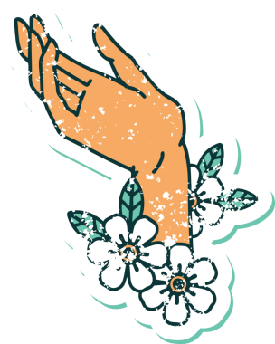 Bir insan tarafından çizilmiş sembolik dövmeli bir el resmi