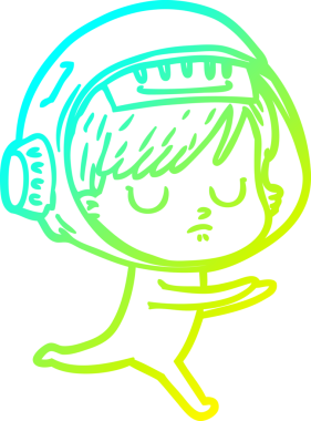 Bir insan tarafından çizilmiş soğuk gradyan çizgili astronot kadın çizimi.