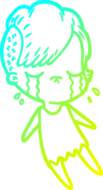 Bir insan tarafından çizilmiş ağlayan bir çizgi film kızı çizimi.