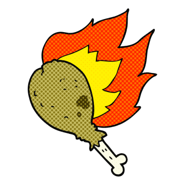 Bir insan tarafından çizilmiş serbest çizim çizgi roman tarzı tavuk bacağı.