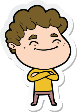 Bir insan tarafından çizilmiş, karikatür dostu bir adamın çıkartması.