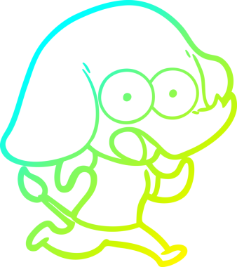 Bir insan tarafından çizilmiş şirin bir filin soğuk gradyan çizgisi