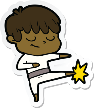 Bir insan tarafından çizilmiş mutlu bir çocuğun çıkartması.