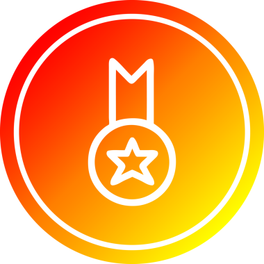 Bir insan tarafından çizilen sıcak gradyan bitiş ile madalya ödüllü dairesel simge