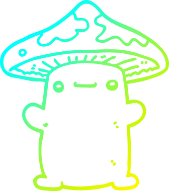 Bir insan tarafından çizilmiş bir mantarın soğuk gradyan çizimi