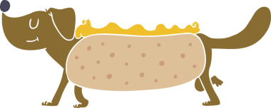 Bir insan tarafından çizilmiş düz renkli bir sosisli.