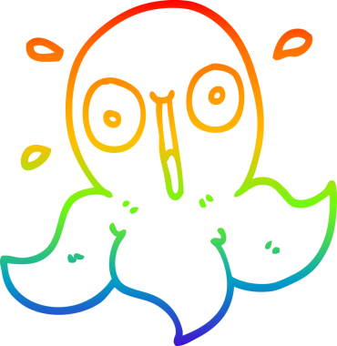 gökkuşağı gradyan çizgi çizimi bir insan tarafından çizilmiş komik ahtapot