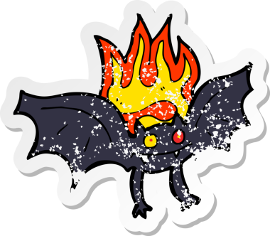 Bir insan tarafından çizilmiş vampir yarasa çizgi filminin gerilimli yapıştırması.