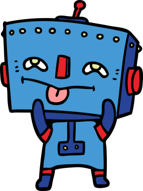 Bir insan tarafından çizilmiş çizgi film robotu