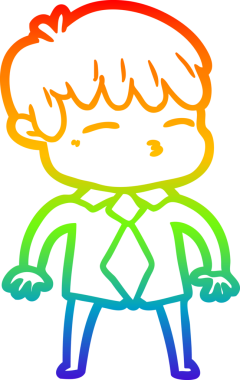 Gökkuşağı gradyanı çizimi Bir insan tarafından çizilmiş meraklı bir çocuk