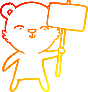 Bir insan tarafından çizilmiş işaretli mutlu bir çizgi film ayısının sıcak çizgi çizimi