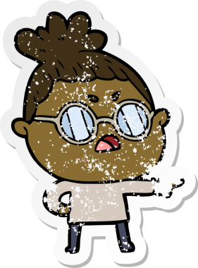 Bir insan tarafından çizilmiş bir karikatürün sıkıntılı çıkartması.