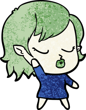 Bir insan tarafından çizilmiş şirin vampir kız çizgi filmi.