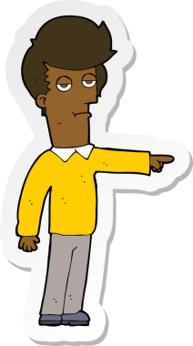 Bir insan tarafından çizilmiş çizgi film karakterinin çıkartması.