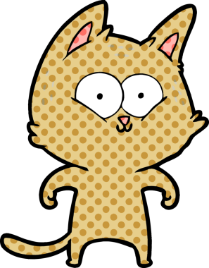 Bir insan tarafından çizilmiş çizgi film kedisi.