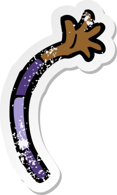 Bir insan tarafından çizilmiş bir karikatür kolunun gerilmiş çıkartması.