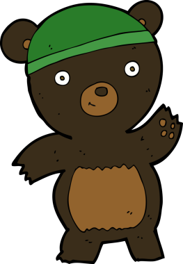 Bir insan tarafından çizilmiş sevimli çizgi film kara ayısı.