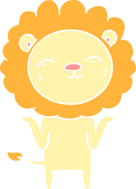 Bir insan tarafından çizilmiş düz renkli çizgi film aslanı