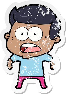 Bir insan tarafından çizilen şok olmuş bir adamın karikatür çıkartması.