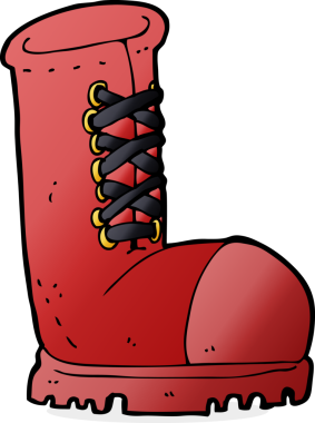 Bir insan tarafından çizilmiş eski bir çizme.