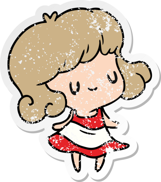 Bir insan tarafından çizilmiş tatlı bir kız resmi kawaii.