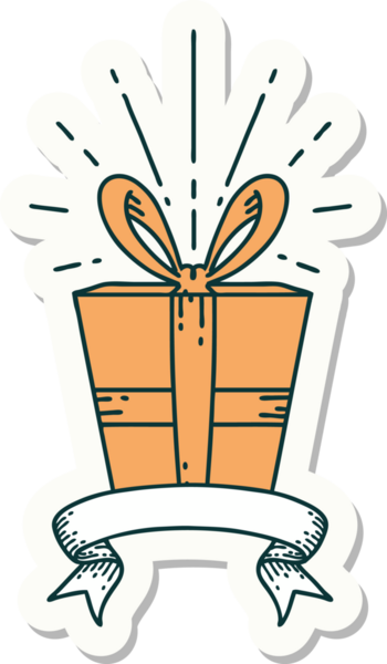 Bir insan tarafından çizilmiş dövme stili Noel hediyesi.