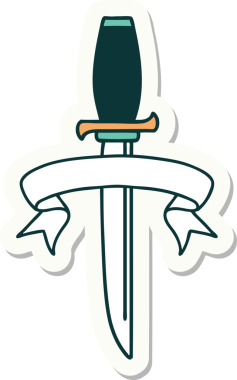 Bir insan tarafından çizilmiş bir hançer sancağına sahip dövme stili.