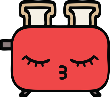 Bir insan tarafından çizilmiş bir tost makinesi karikatürü.