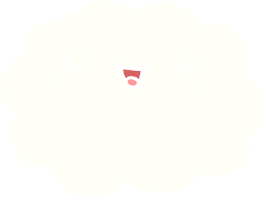 Bir insan tarafından çizilmiş düz renkli çizgi film bulutu