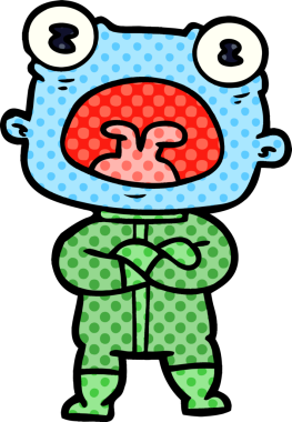 Bir insan tarafından çizilmiş garip uzaylı çizgi filmi.