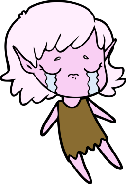 Bir insan tarafından çizilmiş ağlayan elf kızı.