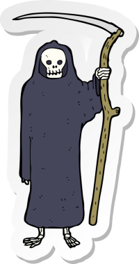 Bir insan tarafından çizilmiş bir ölüm karikatürü çıkartması.