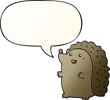 çizgi film mutlu kirpi konuşma balonu pürüzsüz gradyan tarzı bir insan tarafından çizilmiş