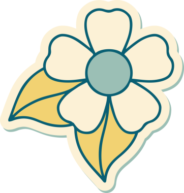 Bir insan tarafından çizilmiş geleneksel bir çiçek stiliyle dövme çıkartması.