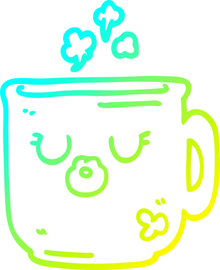 Bir insan tarafından çizilmiş sıcak kahve fincanının soğuk gradyan çizimi.