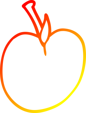 Bir insan tarafından çizilmiş bir elma karikatürünün sıcak gradyan çizimi